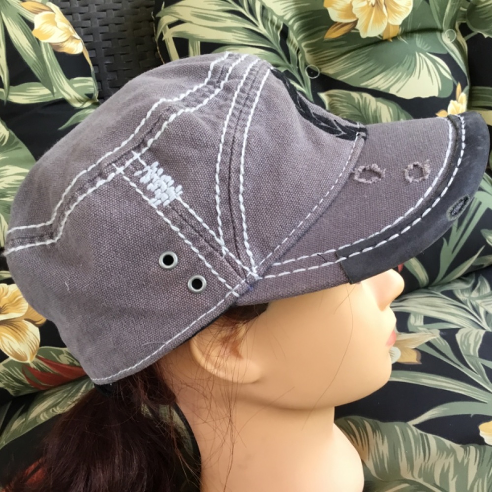 Cremieux Premium Denim Distressed Embroidered Hat - Picture 5 of 9